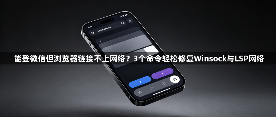 能登微信但浏览器链接不上网络?3个命令轻松修复Winsock与LSP网络1